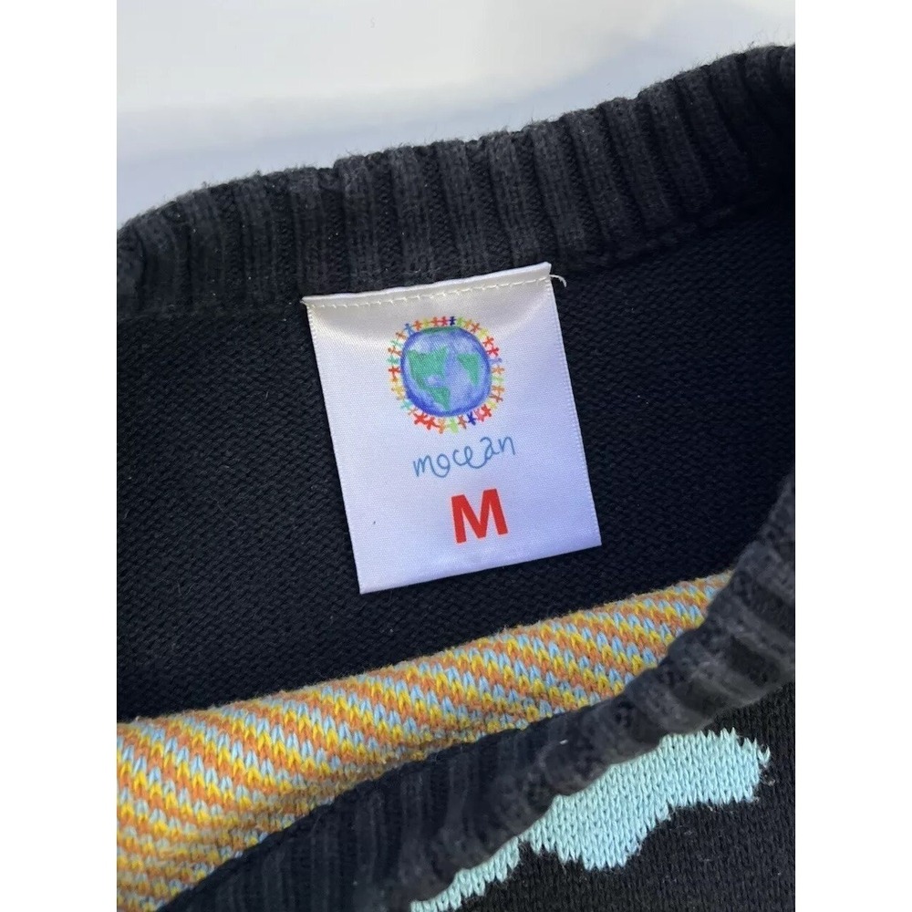 Mocean Knit Sweater Black Inclusive Earth Graphic / Women's Medium - Picture 3 of 4